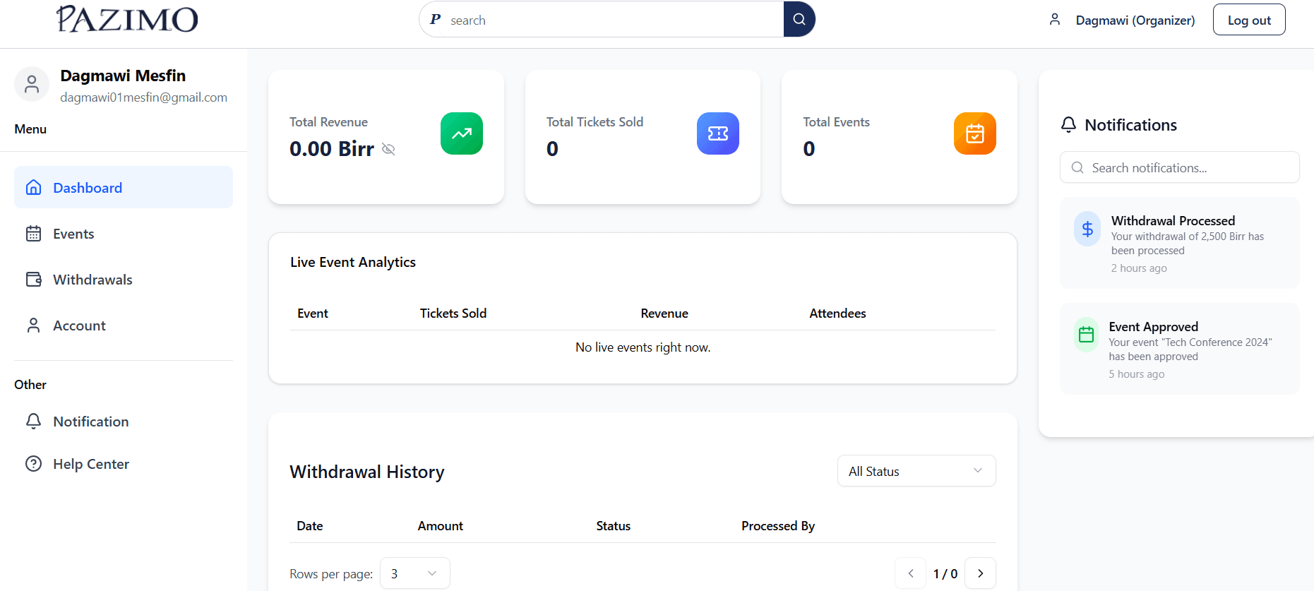 Event organizer banner